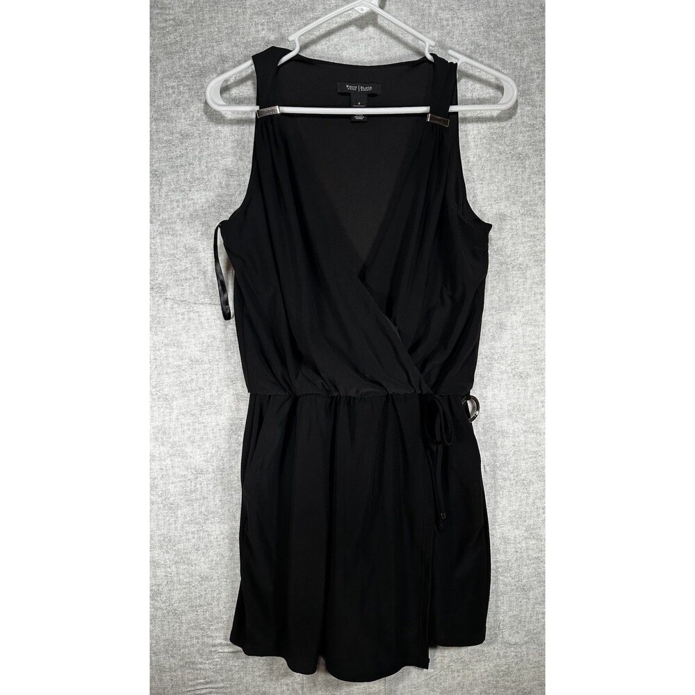 White House Black Market Faux Wrap Black Romper Size 0